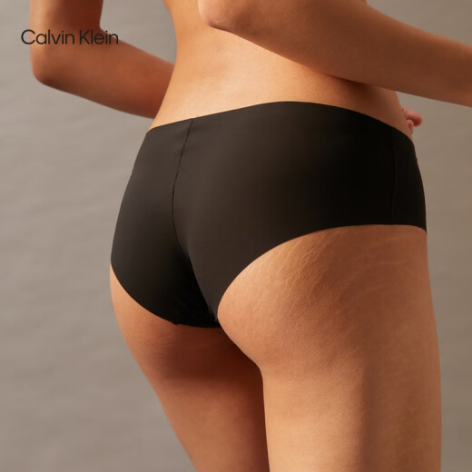 Calvin KleinCK内衣女士两条装舒适无痕棉质裆防夹臀半包臀三角内裤QP1049O 6XY-太空黑/肉色 XS