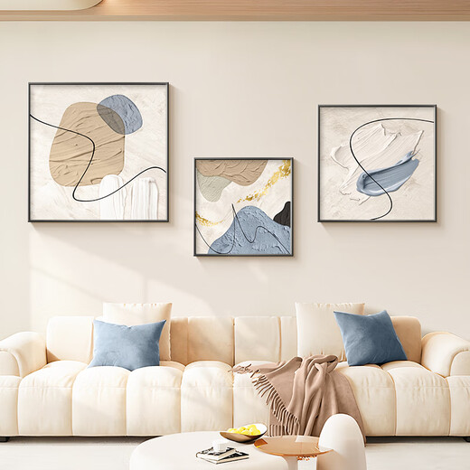 Long time no see modern minimalist living room decoration painting light luxury high-end abstract art triptych mural sofa background wall hanging painting