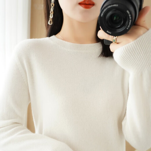 Soft and comfortable bottoming sweater for women, long-sleeved V-neck round neck pullover, sweater for women, loose top, fashion-round-neck-black 2XL 140-160Jin Jin is equal to 0.5 kg