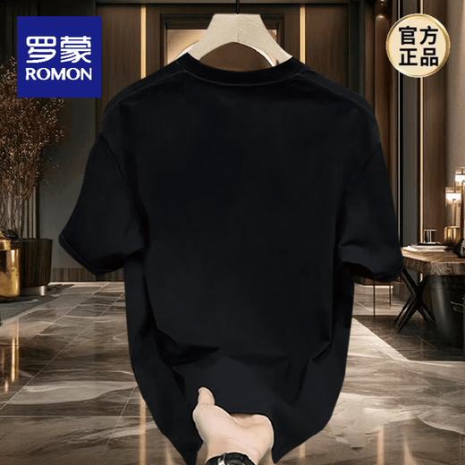 ROMON (ROMON) different couple outfit summer T-shirt 2025 new summer super hot internet celebrity pure cotton special short-sleeved top for men. Black front large picture K1049 single red rose man S S recommended 90-100 Jin [Jin equals 0.5 kg]