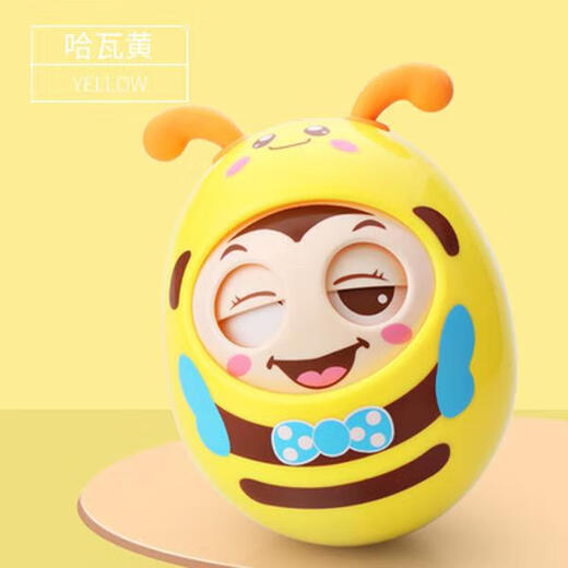 婴幼儿不倒翁玩具大号3-6-12个月新生宝宝0-1岁早教益智眨眼卡通 【蓝】（耳朵软胶 可啃咬）