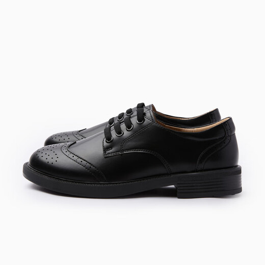 E LAND KIDS children's clothing boys' leather shoes 2025 summer new retro British brogue carved shoes Black black/19 23.5
