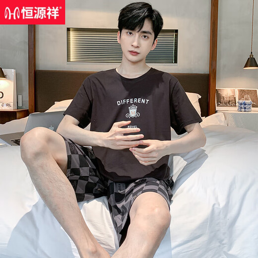 恒源祥睡衣男夏季棉质短袖短裤春秋薄款可外穿夏天男士青少年家居服套装 9922【H系列男短袖短裤套装】 L 【建议100-130斤】