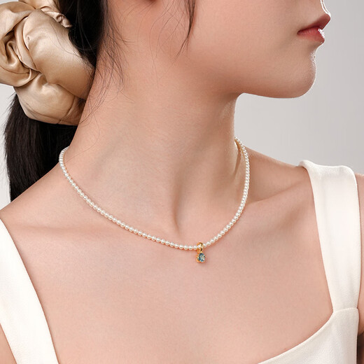 Dela Topaz Pendant Freshwater Pearl Necklace Perfect Round Flawless Bright Light Luxurious Fashion Versatile Clavicle Chain 520 Gift