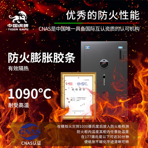 虎牌【专业防火柜 国家防火标准检测认证】保险柜家用办公保险箱财务重型全钢防盗防水大型防火柜 【轻奢款】高65cm 曜石黑-耐火1050°以上 WiFi-智控款(钥匙/指纹/密码/远程智控)