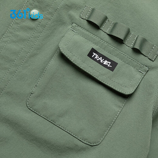 361 Shopping mall same style 361 children's clothing boys' long-sleeved lapel shirt 2025 summer new style medium and large children's tops Kino Green 130
