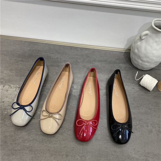 Huili Jun Doudou Single Schuhe Frauenschuhe 2025 Neue Sommer Vielseitige Bowlicht Mund Ballett Schwangere Frauen flache Schuhe J683-4 Schwarz 35
