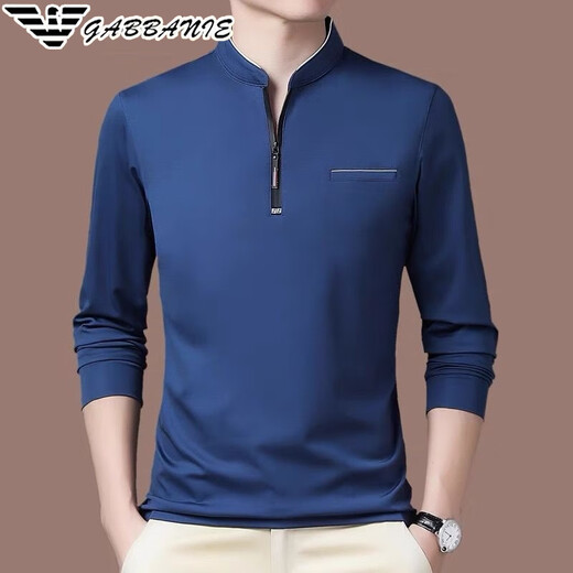 Falamone Armani Herren langärmelige Stand-Collar-T-Shirt High-End Business Cason Cotton Sweatshirt Spring Neues Basishemd Trend GA/6625 Green Plüsch S 165/84a