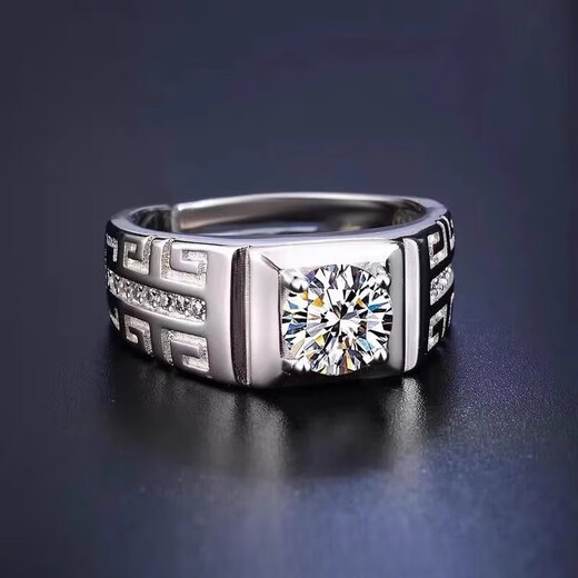 Fat Donglai's same style 1 carat imitation moissanite ring men's domineering moissanite diamond ring Korean version Platinum gold domineering men's moissanite diamond ring