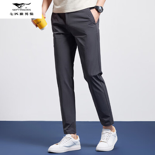 Seven Wolf 2025 Jóvenes pantalones recortados al aire libre Summer Nuevo negocio versátiles pantalones transpirables rectas color sólido mshn-6623 negro m