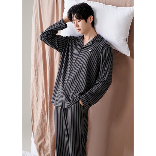 SEPTWOLVES PAJAMAS MENS PAJAMAS Spring and Automne Coton Pure Coton à manches longues CARDIGAN LA LORD COTTON MENS MENS COTTON Vêtements 12202 L