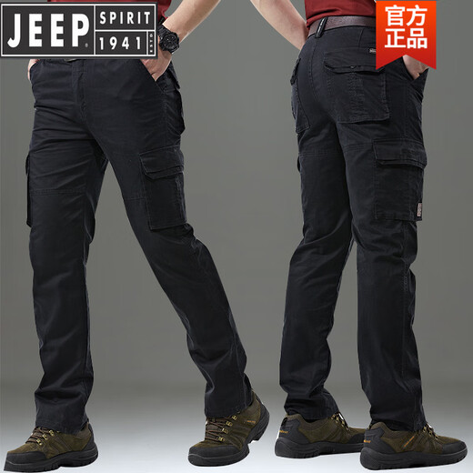 Jeep (Jeep) High-End 2025 Frühlings- und Sommer-Outdoor-Freizeithosen Herren mehrpockethosen Herrenarbeit Hosen reines Baumwoll loser Militärgrün 9922 Schwarz und Blau-Spring und Sommerstil 29 Taillenumfang zwei Fuß eins eins