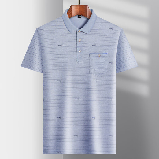 
GY Yageor Daddy Lapel Ice Silk Short Sleeve T-shirt Middle-aged Men's Casual T-shirt Middle-aged and Elderly Thin POLO Shirt Ice Silk-9923 Blue Real Pocket M 48/165
