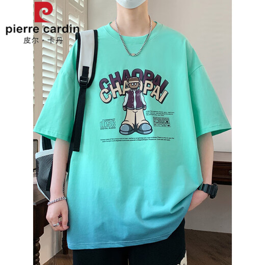 皮尔卡丹（pierre cardin）针织初中学生12-15岁男孩夏天13短袖T恤14棉半袖16青少年大童上衣 6169米色 M 建议80-95斤