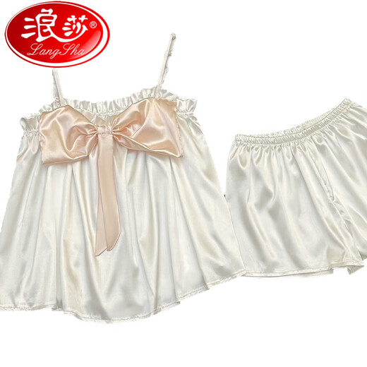 浪莎（LangSha）甜美吊带冰丝睡衣女2025年夏季新款韩版网红风性感纯欲套装家居服 #YX-3937 XL 【116-130】斤