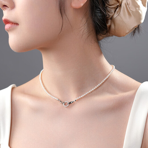 Dara (dara) S925 silver freshwater pearl necklace baby beads young style millet beads clavicle chain fashionable temperament versatile commuting style