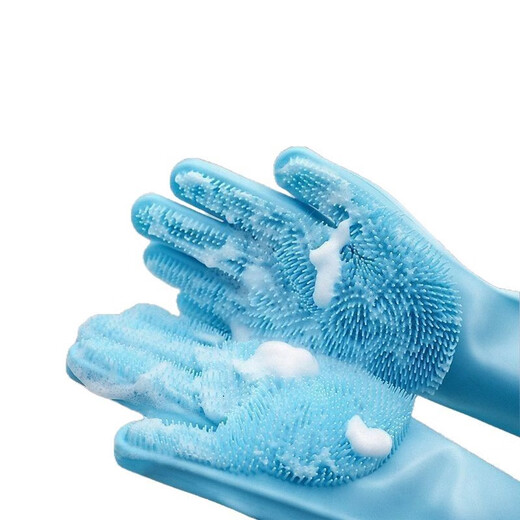 Pet bath gloves, dog and cat bath artifact, anti-scratch and anti-bite, Teddy Golden Retriever bath, extended cleaning brush, blue thick pair