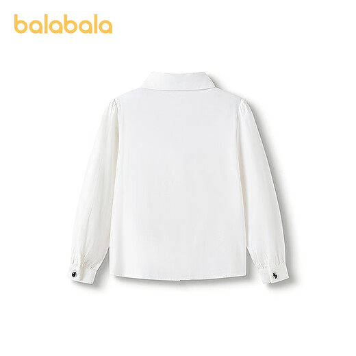 Balabala shopping mall same style children's long-sleeved shirt girls 2025 spring big children college style white shirt original white 10101 170 cm