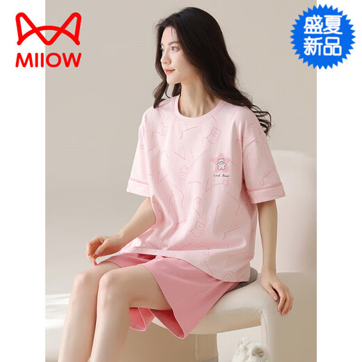 
Cat Man (MiiOW) [Chinese Valentine's Gift] 2025 new pajamas for women in summer pure cotton shorts and shorts are all cotton sweet and can be worn outside home Z9855 M [recommended to be 80-100 Jin [Jin equals 0.5 kg] wear]