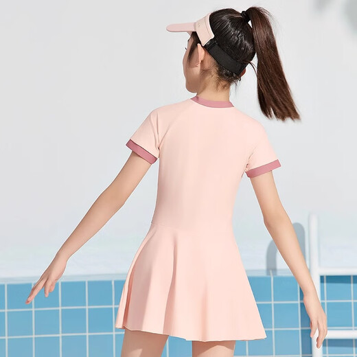 G.DUCKIDS children's swimsuit girls new junior high school students conservative sun protection quick-drying swimsuit older children and girls swimwear 87395 lilac 2XL