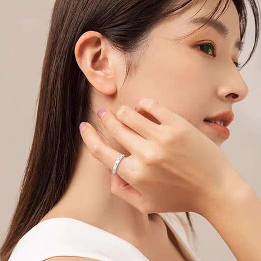 MHFDO China Silver S999 pure silver baby's breath ring for women, light luxury niche index finger ring jewelry for girlfriend, 999 pure silver baby's breath ring for women, same style as Lao Fengxiang