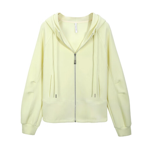 
Fiber Show [Simple Casual Sports Hooded Zipper All-match Jacket] Large Size Women's Fat mm2025 Spring New Style Goose Yellow XL