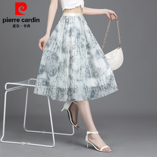 皮尔卡丹2025夏新款碎花半身裙女小清新短裙大摆网纱印花a字显瘦雪纺中裙 9906-2# 均码 (建议90-145斤)