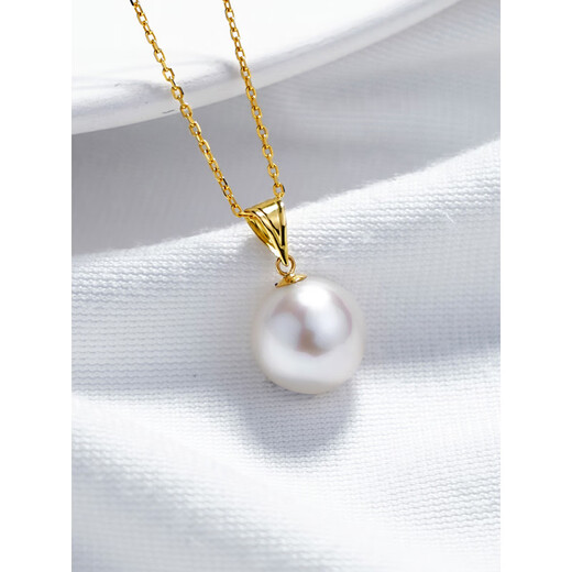 Tahitian Edison pendant necklace 18K gold strong light natural freshwater necklace mother gift yellow 18K gold_thick melon seed buckle white Edison 10-11mm