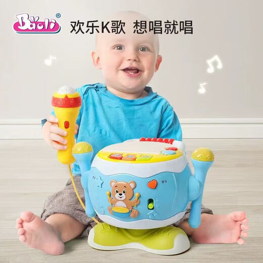 宝丽宝宝手拍鼓欢乐旋转鼓婴儿早教益智玩具0-3岁早教音乐启蒙 欢乐旋转鼓(红) 货号：1506