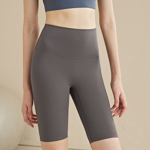 XUEXIMAN five-point yoga pants for women, high-waisted, hip-lifting, tight-fitting, tummy-tightening, peach-butt fitness sports, nude running training shorts