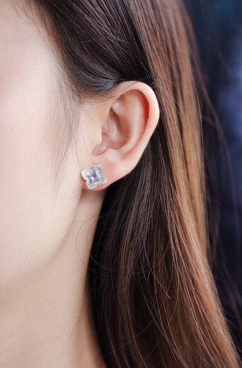 Shien natural tanzanite earrings for women sterling silver gold-plated inlaid four-leaf clover blue gemstone earrings earrings gift earrings blue