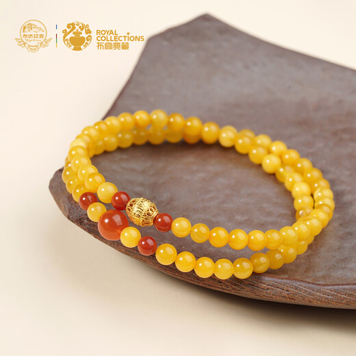 Potala Palace beeswax bracelet 925 silver six-character mantra Nanhong transfer beads amber bracelet female millet beads play birthday gift beeswax Nanhong multi-circle bracelet