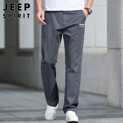 JEEP SPIRIT吉普休闲裤男宽松春夏季直筒裤子男士商务男裤 深灰色 33