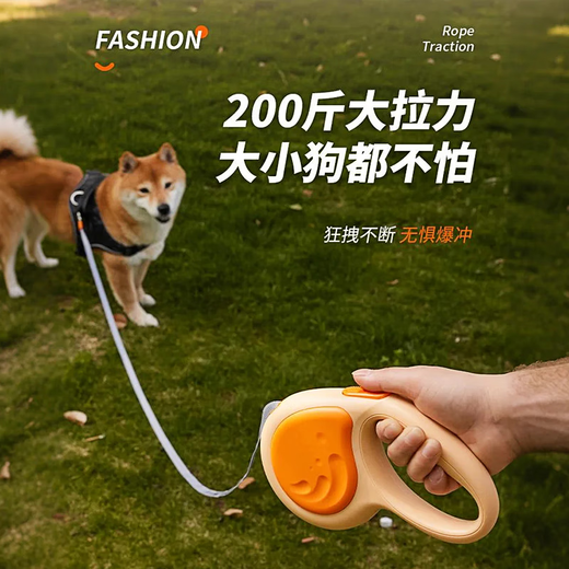 Beichuzhong dog leash, automatic leash, dog leash, large, medium and small dog leash, retractable dog leash, orange 5M automatic retractable leash, comfortable feel, flexible braking