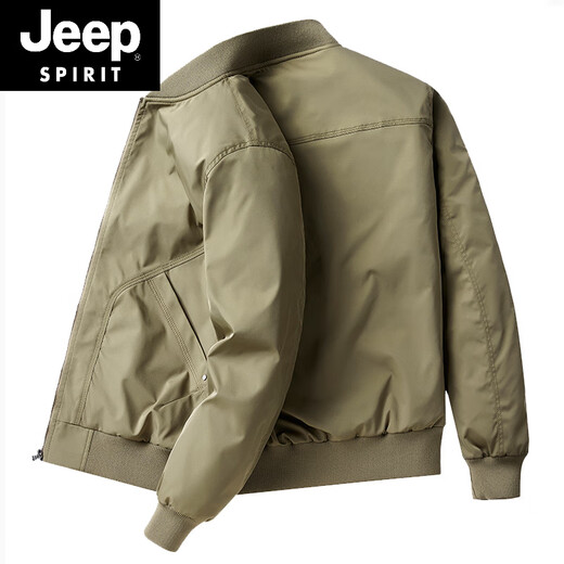 Jeep Spirit Spring- und Herbst-Herrenjacke American Casual Workwear Militärjacke Fliegere Baseball-Kragen mittleren Alters Kleidung Khaki (hinzugefügte Baumwollstil) Jeep9226a m