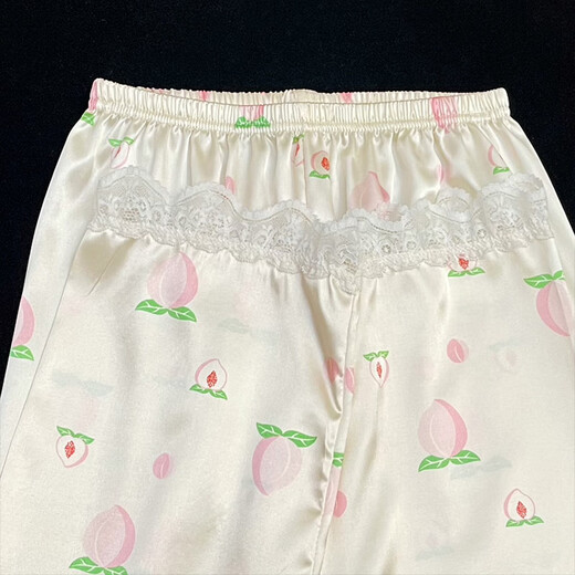 Langsha spliced ​​lace short-sleeved trousers peach pajamas for women in summer sweet home clothes two-piece set YFY-9905 M Recommended 80-100Jin [Jin equals 0.5 kg]