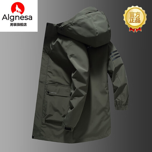 AIGNESA plus size plus size mid-length windbreaker jacket for fat men autumn and winter velvet workwear casual jacket 2336-black velvet XL 120-140Jin Jin equals 0.5 kg