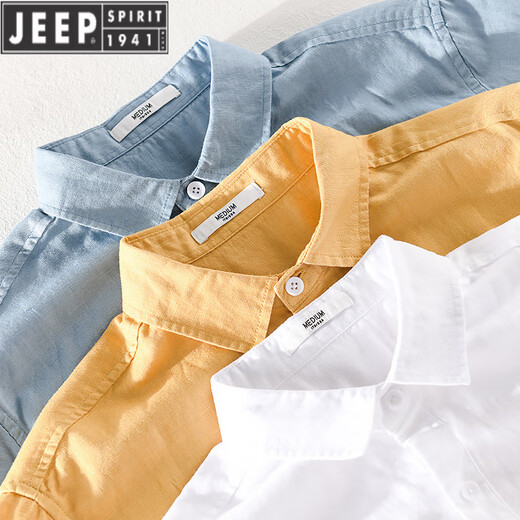 Jeep Spirit Men's Line Lappel Kurzarm T-Shirt Lose Hemd Kragen Top Kleidung mit LED T-Cotton Line T-Shirt Line Sommer 9711 Weiß 2xl