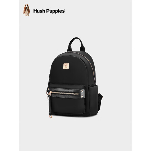 暇步士（Hush Puppies）女包时尚休闲双肩包女大学生书包旅游包包轻便简约帆布背包官方正 黑色.