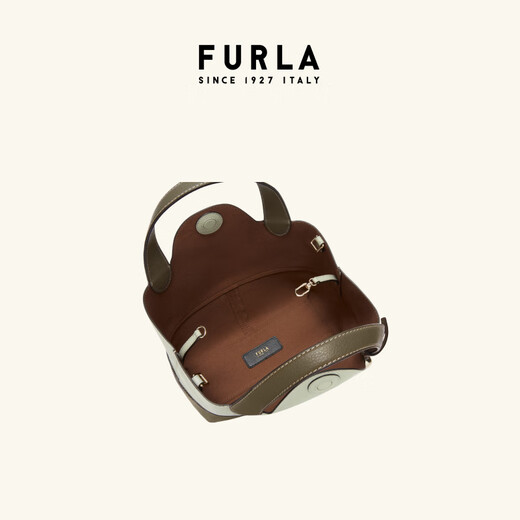 芙拉（FURLA）【新年礼物】PRIMROSE牛皮中号女士拼色设计上班通勤手提托特包 鼠尾草绿+浅鼠尾草绿