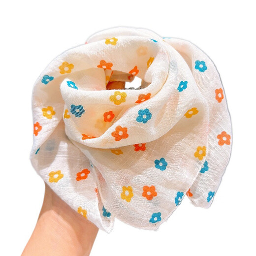 
Autumn and winter thin baby scarf for women in spring and autumn girls square scarf cute baby scarf with skin-friendly versatile silk scarf 3# star square scarf white