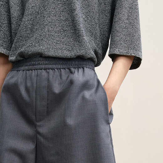 
LESS [Same Model in Shopping Mall] 2025 Autumn New Wool Straight Casual Shorts 2P7E17060 031 Dark Gray XS
