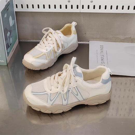 真皮网面小白鞋透气鞋子夏款2025新款夏季单网运动鞋轻便软底 米兰xa866-117 36