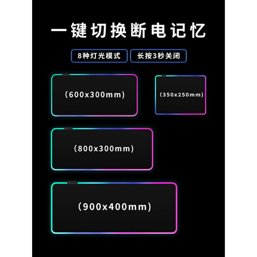 Luodaban RGB Luminous Mouse Pad Big Boy Game E-Sport Tastatur Pad Atmospheric Light Computer Desk Pad M-693 [RGB Multi-Light-Modus] 900x400mm 3mm