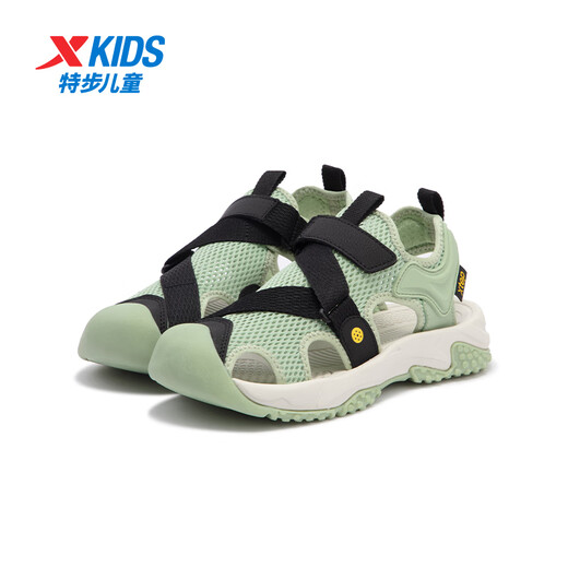 XTEP Children's Unisex Cool, Comfortable and Breathable Summer Velcro Beach Shoes Shanlan Green/Black 34