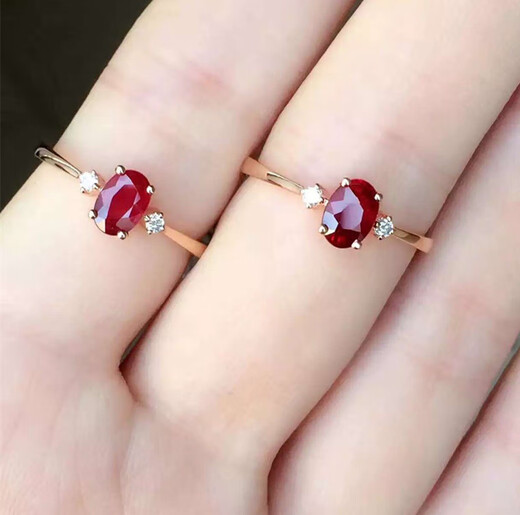Pool example 18K gold 14K rose gold color gold ring for women natural ruby precious gemstone simple and exquisite with certificate No. 9