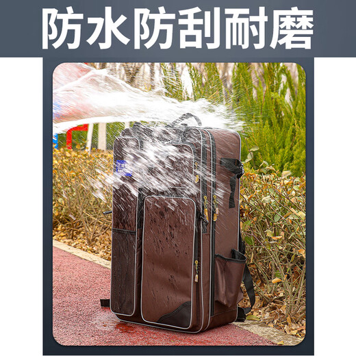 OIMG fishing rod bag, fishing chair backpack, fishing gear bag, fishing chair bag, backpack, fish bag, multifunctional fishing bag 7080, capacity 70cm, single layer brown, main bag only
