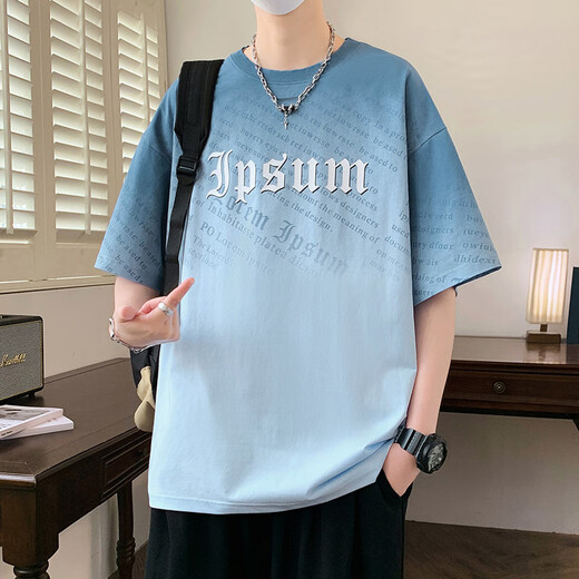 Buntes Edelstein Sommer Trendy kurzärmelige T-Shirt Jugend losen losen gutaussehenden Top 695 Meter Weiße (Qualitätsgarantie) M ungefähr 70-95 Jin [Jin ist 0,5 kg]