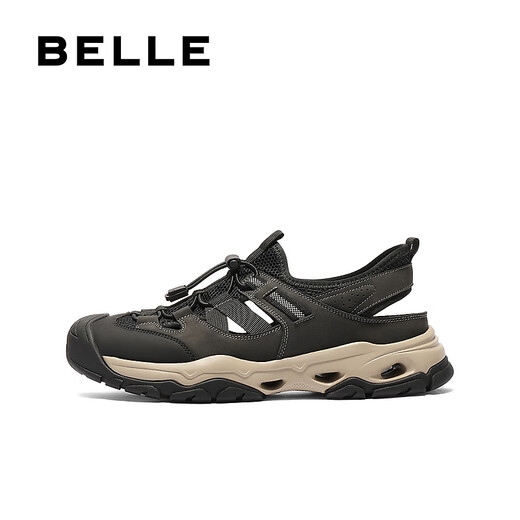 百丽镂空透气休闲凉鞋男夏新厚底户外涉水沙滩鞋A1981BL5 黑色 43 (265mm)