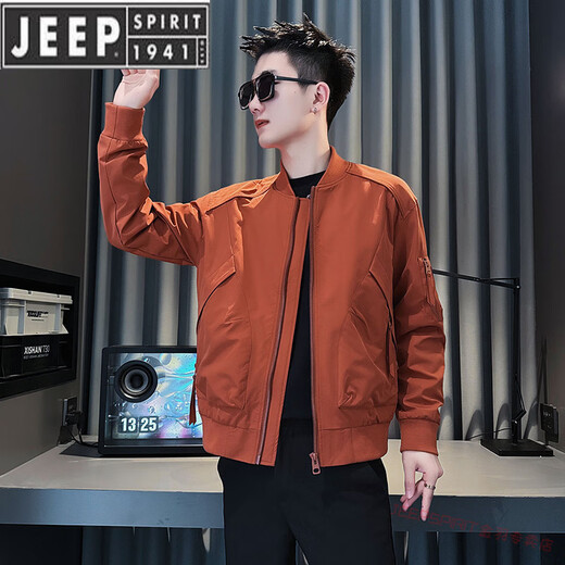 
JEEP SPIRIT fashion brand short jacket men's trendy casual baseball uniform jacket men's 2025 new top black 3XL recommended 165-175Jin [Jin equals 0.5 kg]